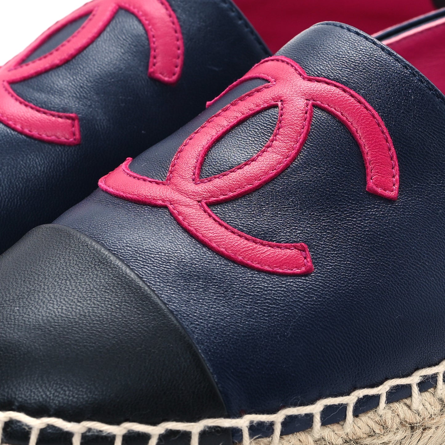 Lambskin CC Espadrilles 36 Navy Fuchsia Black