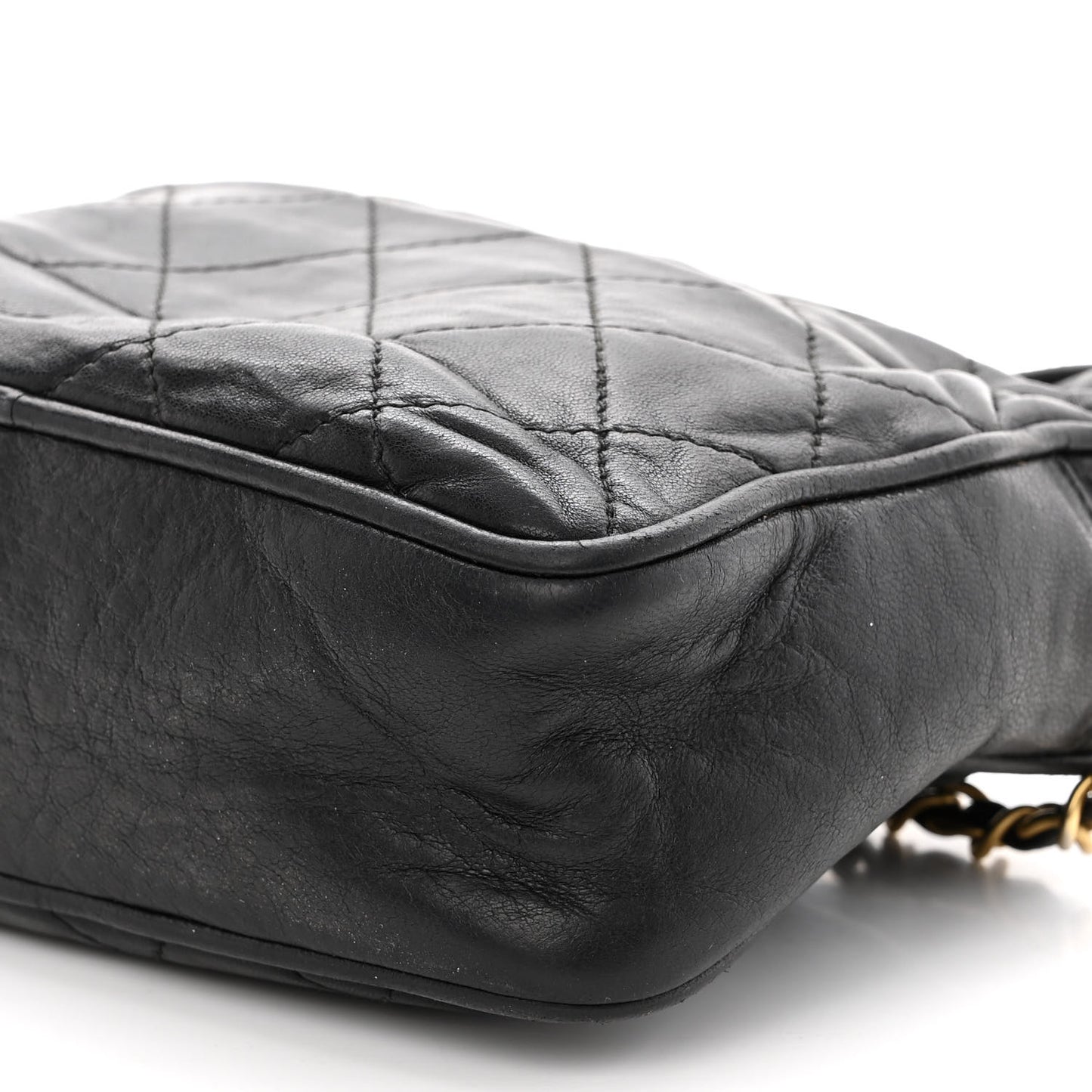 Lambskin Quilted Camera Case Black