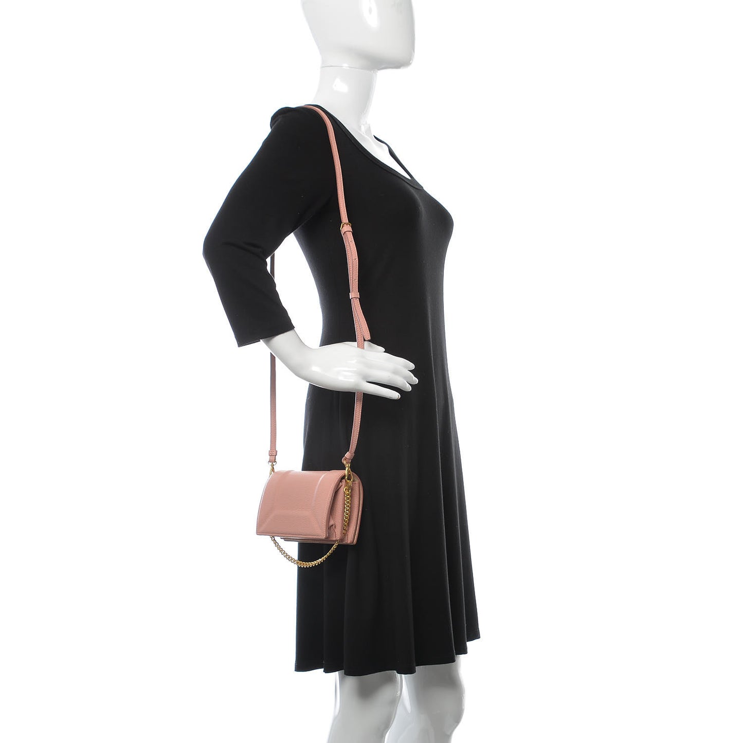 Grained Calfskin Mini Karo Crossbody Bag Pink