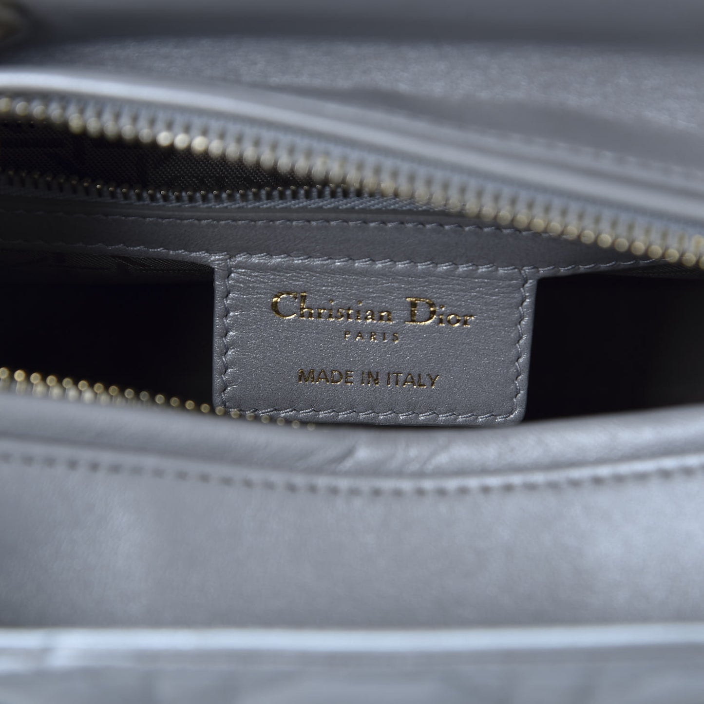 Pearly Lambskin Cannage Medium Lady Dior Grey