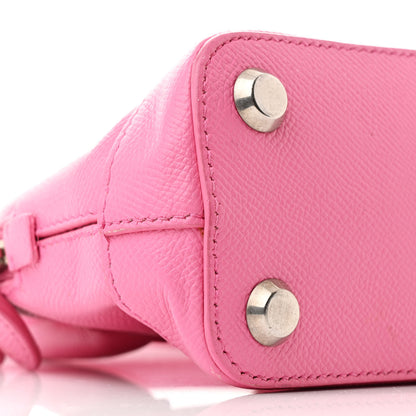Balenciaga Signature Grained Calfskin Logo XXS Ville Top Handle Bag Rose Bubblegum Black 8 of 12