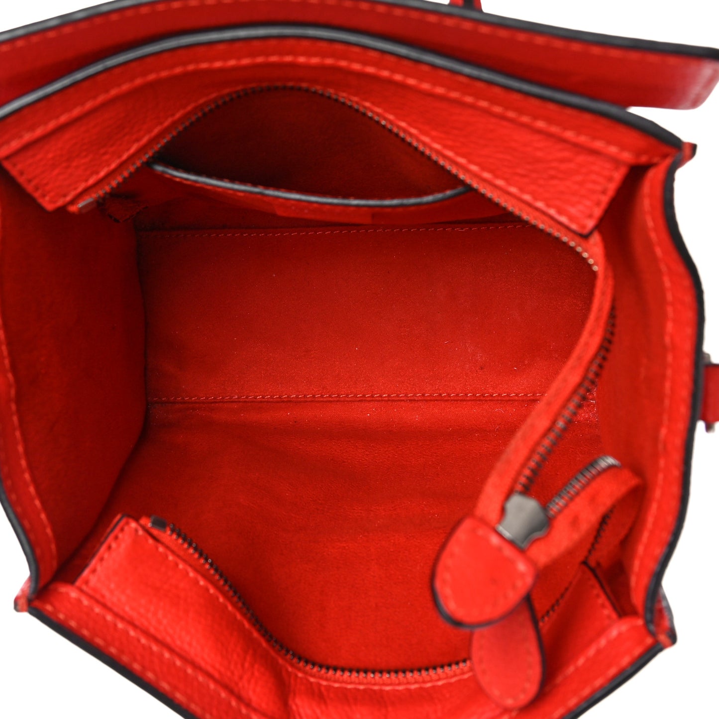 Drummed Calfskin Nano Luggage Vermillion