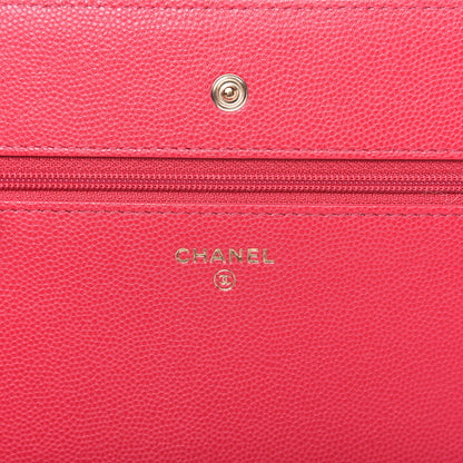 Chanel Caviar Camellia Embossed Wallet On Chain WOC Fuschia 8 of 12
