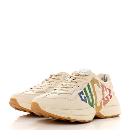 Gucci Calfskin Glitter Game Logo Womens Rhyton Sneakers 37 Mystic White 3 of 12
