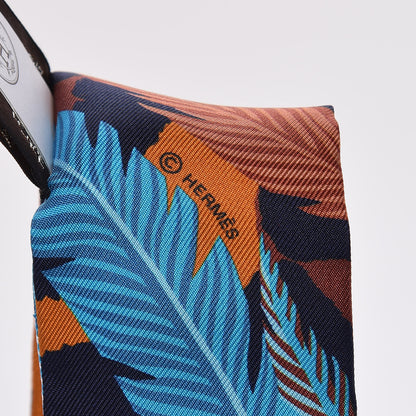 Hermes Silk Jaguar Quetzal Twilly Brun Bleu Orange 4 of 5