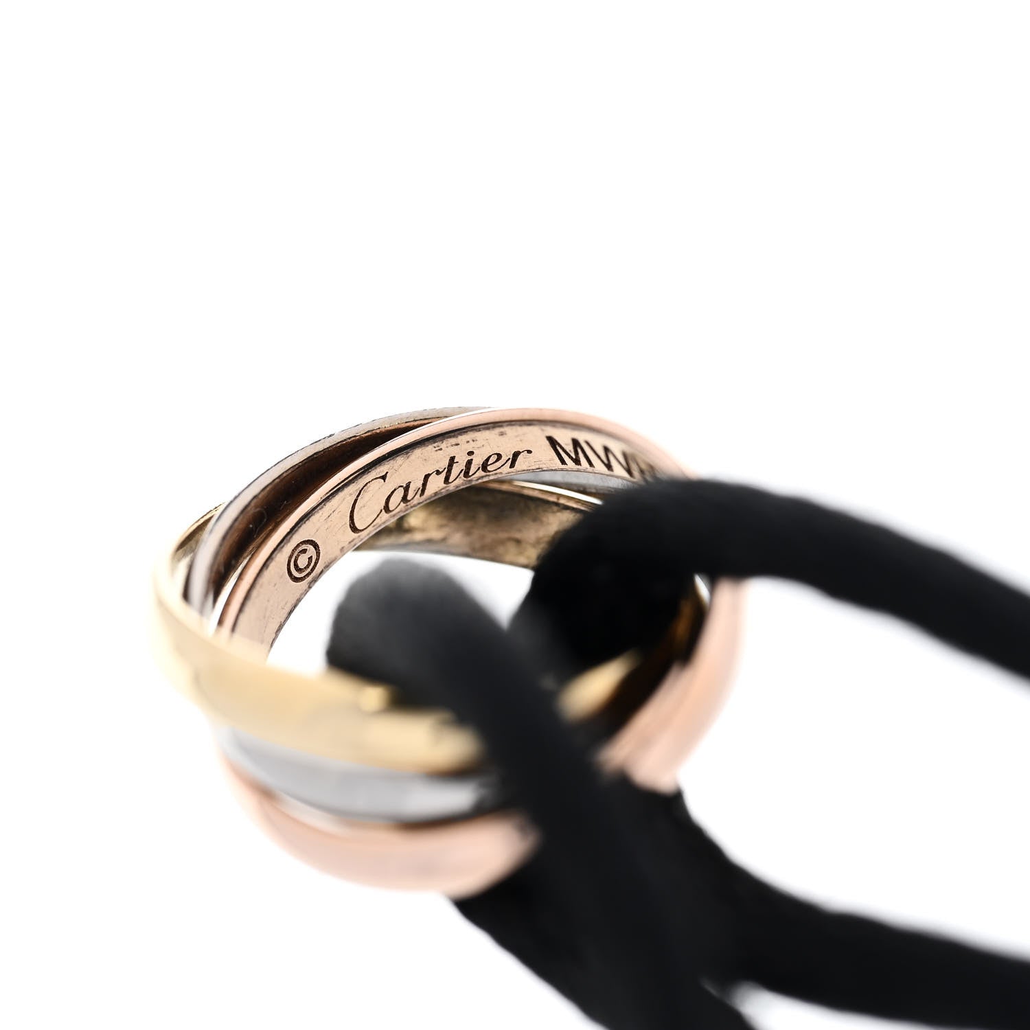 Cartier 18K Pink Yellow White Gold Trinity Adjustable Cord Bracelet Black 4 of 5