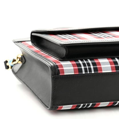 Burberry Calfskin Nylon Tartan Mini Pocket Bag Bright Red 8 of 9