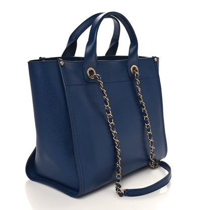 Chanel Caviar Small Studded Deauville Tote Navy 3 of 9