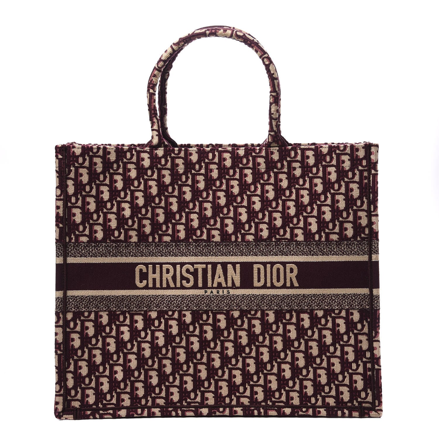 Christian Dior Oblique Large Book Tote Burgundy Multicolor 1 of 13