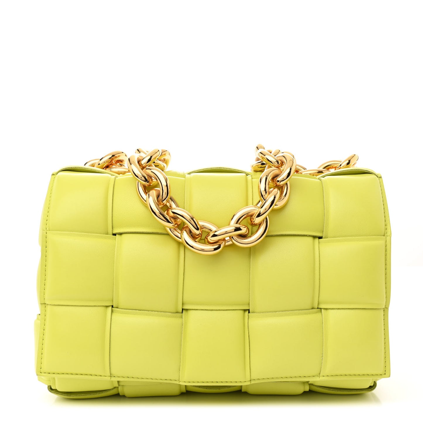 Lambskin Maxi Intreccio Padded Chain Cassette Crossbody Bag Kiwi