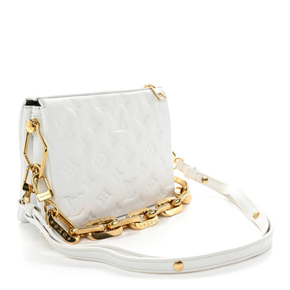 Louis Vuitton Lambskin Embossed Monogram Coussin BB White 3 of 11