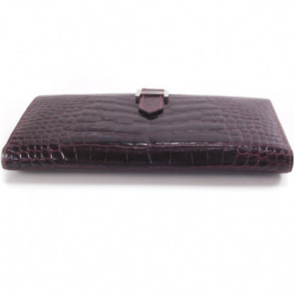 Hermes Crocodile Bearn Bi-Fold Wallet Brown 4 of 10