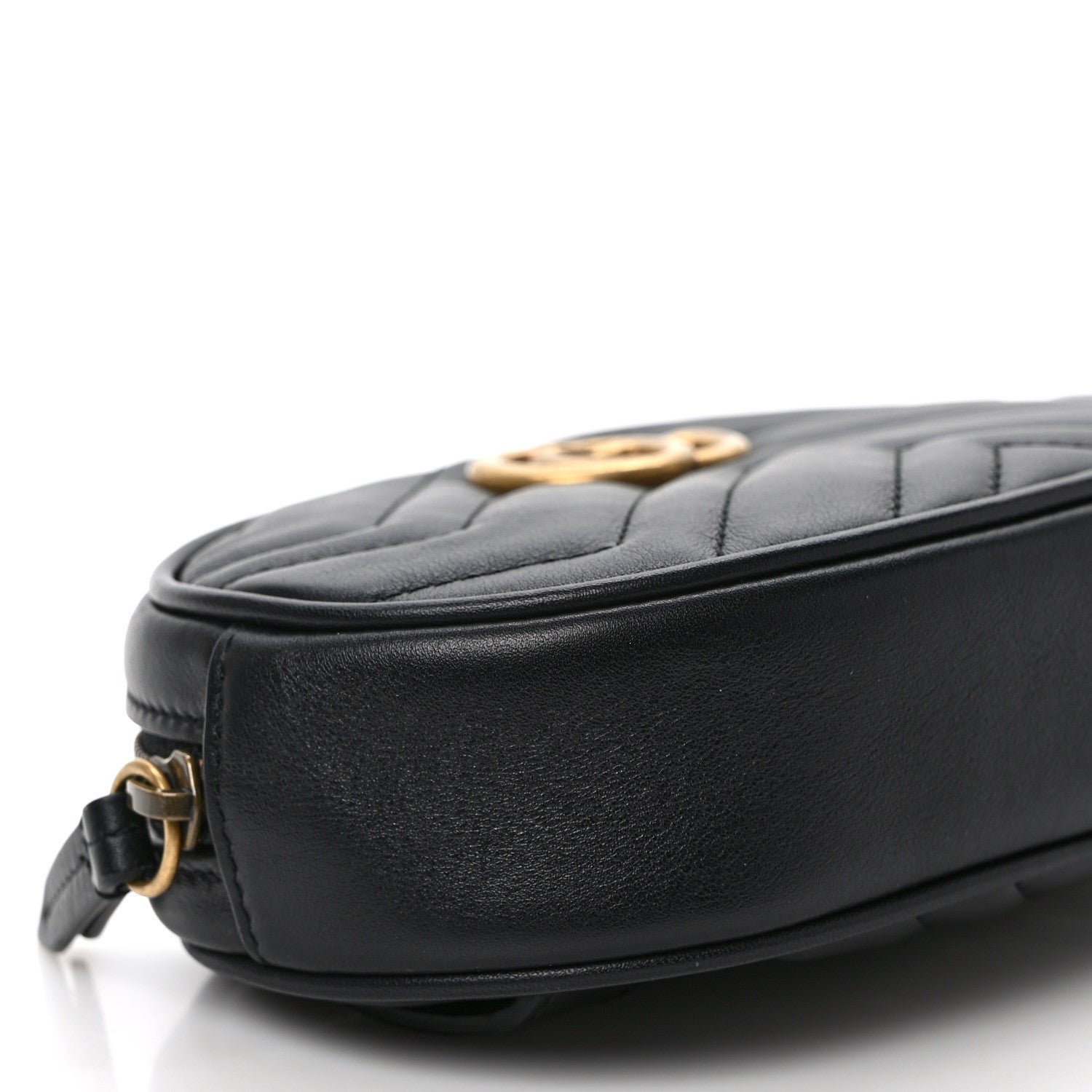 Gucci Calfskin Matelasse GG Marmont Belt Bag 85 34 Black 8 of 9
