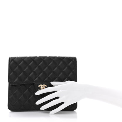 Chanel Caviar Quilted Square Flap Clutch Black 2 of 8