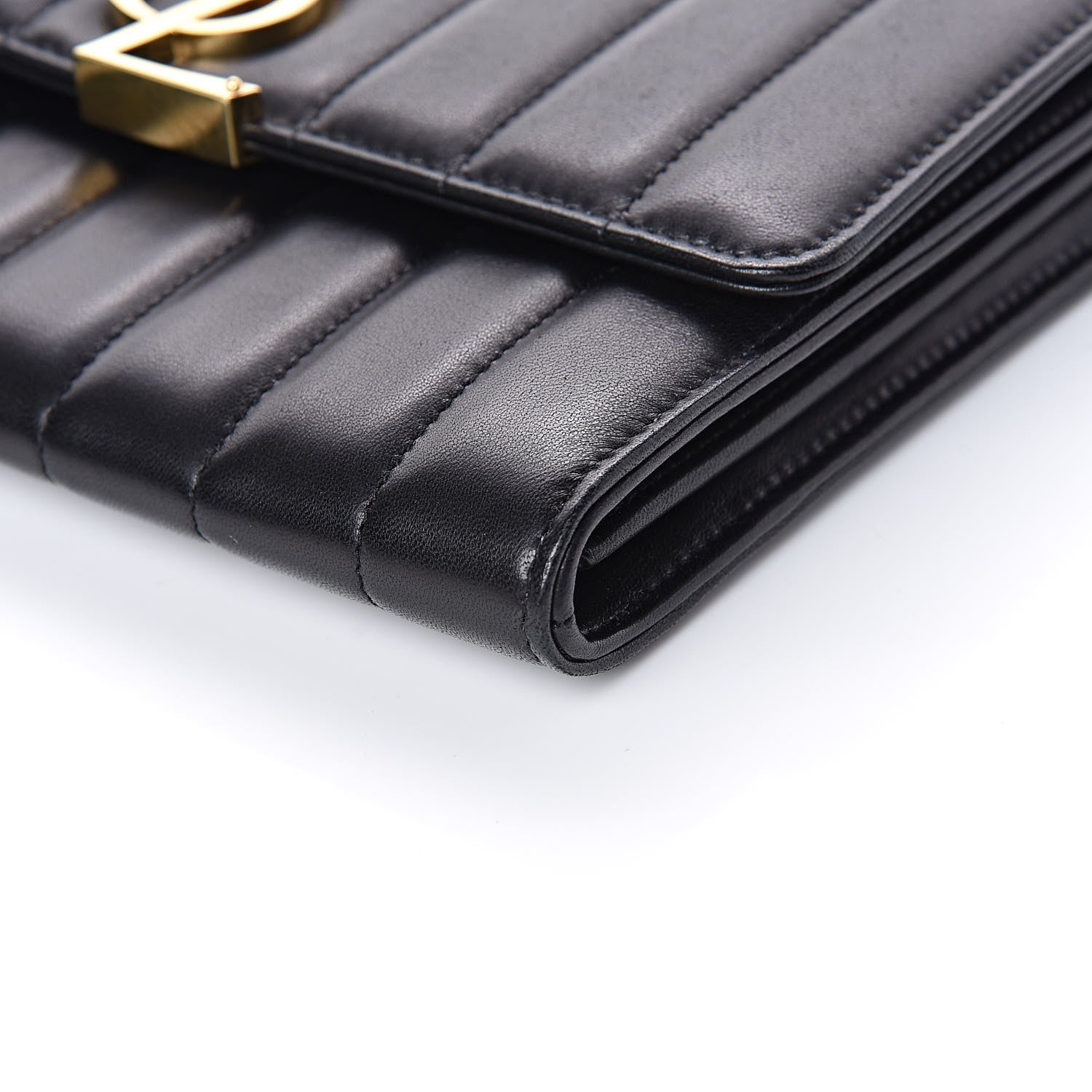 Saint Laurent Lambskin Matelasse Monogram Vicky Chain Wallet Black 8 of 10