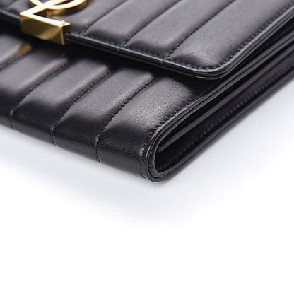 Saint Laurent Lambskin Matelasse Monogram Vicky Chain Wallet Black 8 of 10