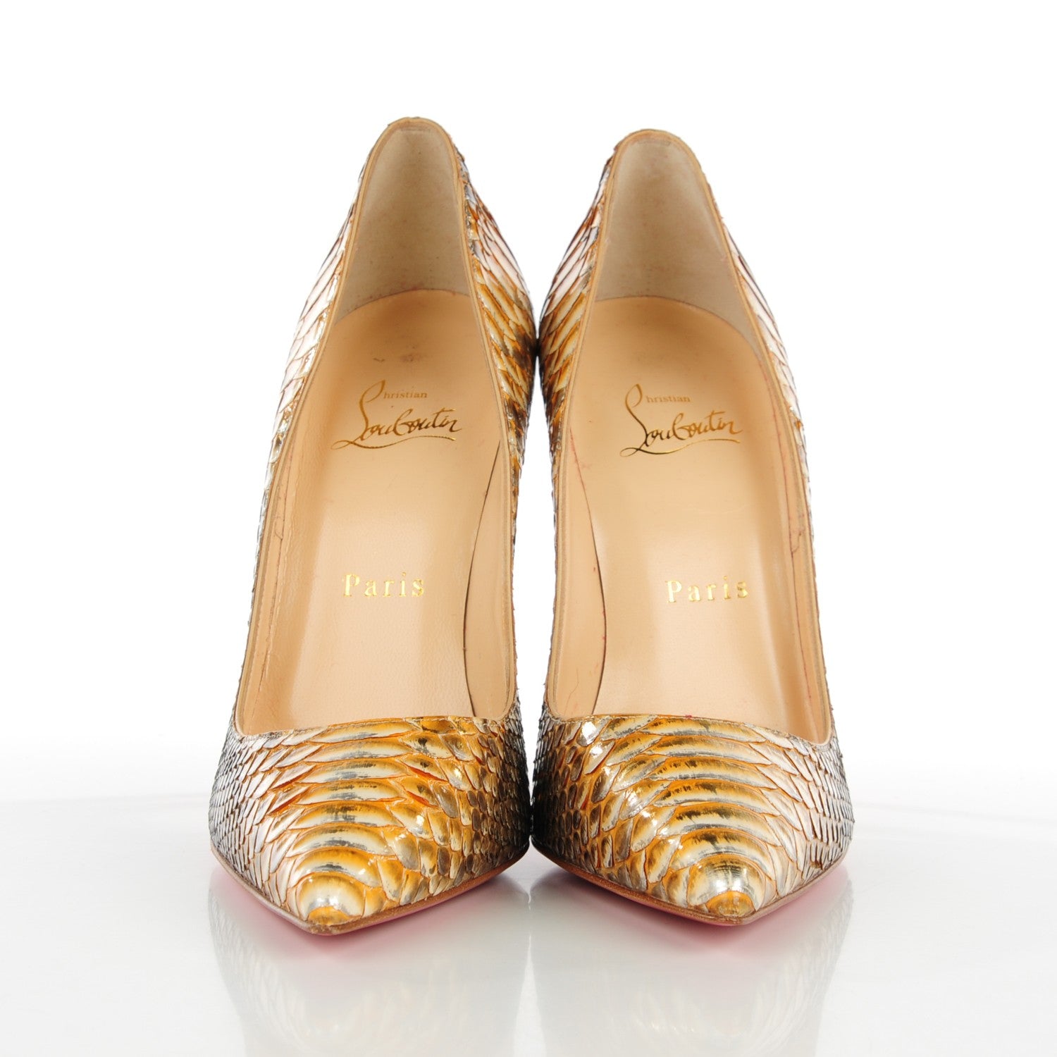 Christian Louboutin Metallic Python So Kate 120 Pumps 37.5 Gold 2 of 8