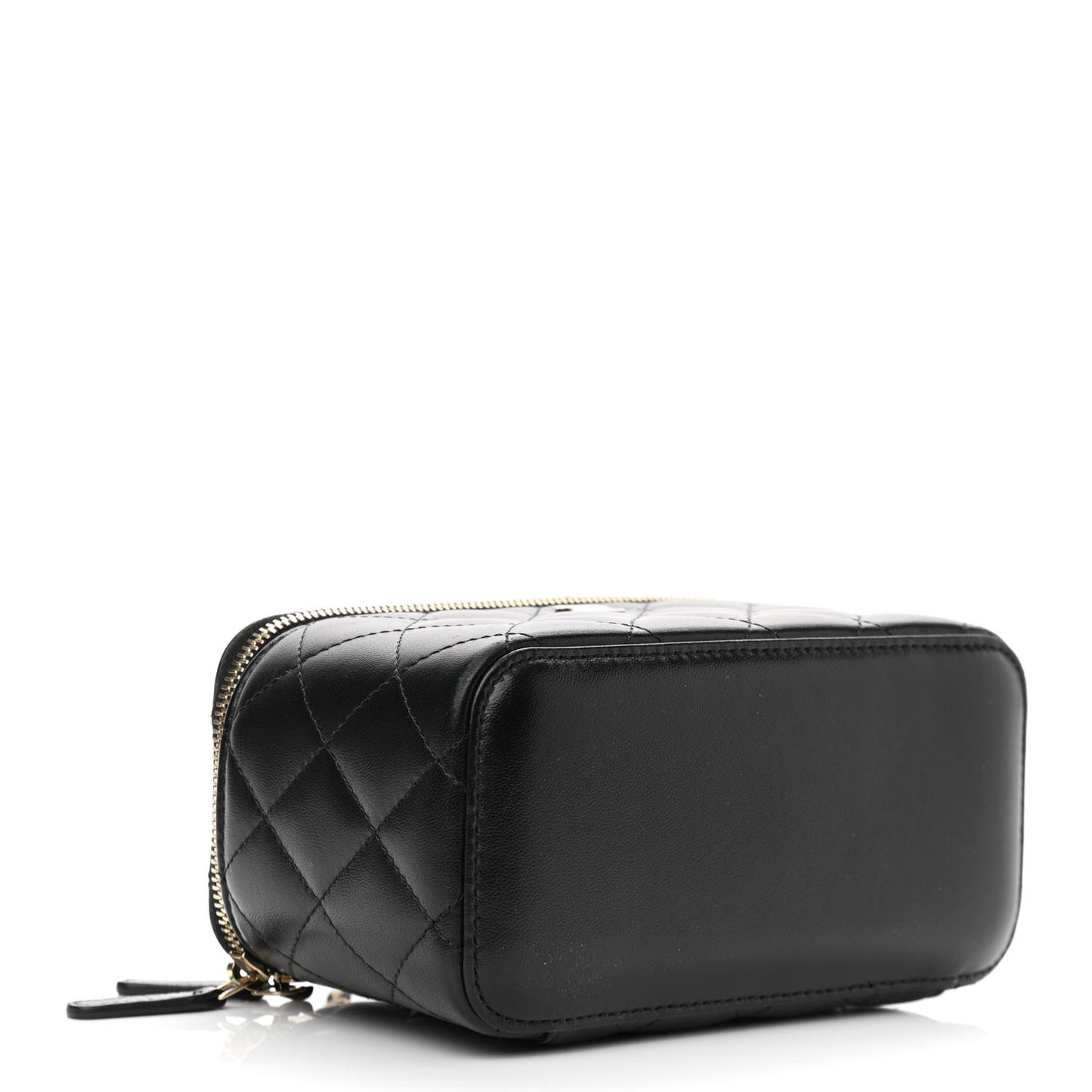 Lambskin Quilted Small Vanity Case With Chain Black