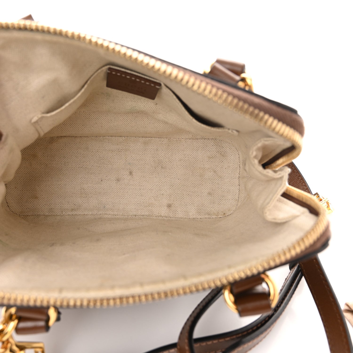 Gucci GG Supreme Monogram Azalea Calfskin Mini Horsebit 1955 Top Handle Bag Beige Ebony Brown Sugar 5 of 13
