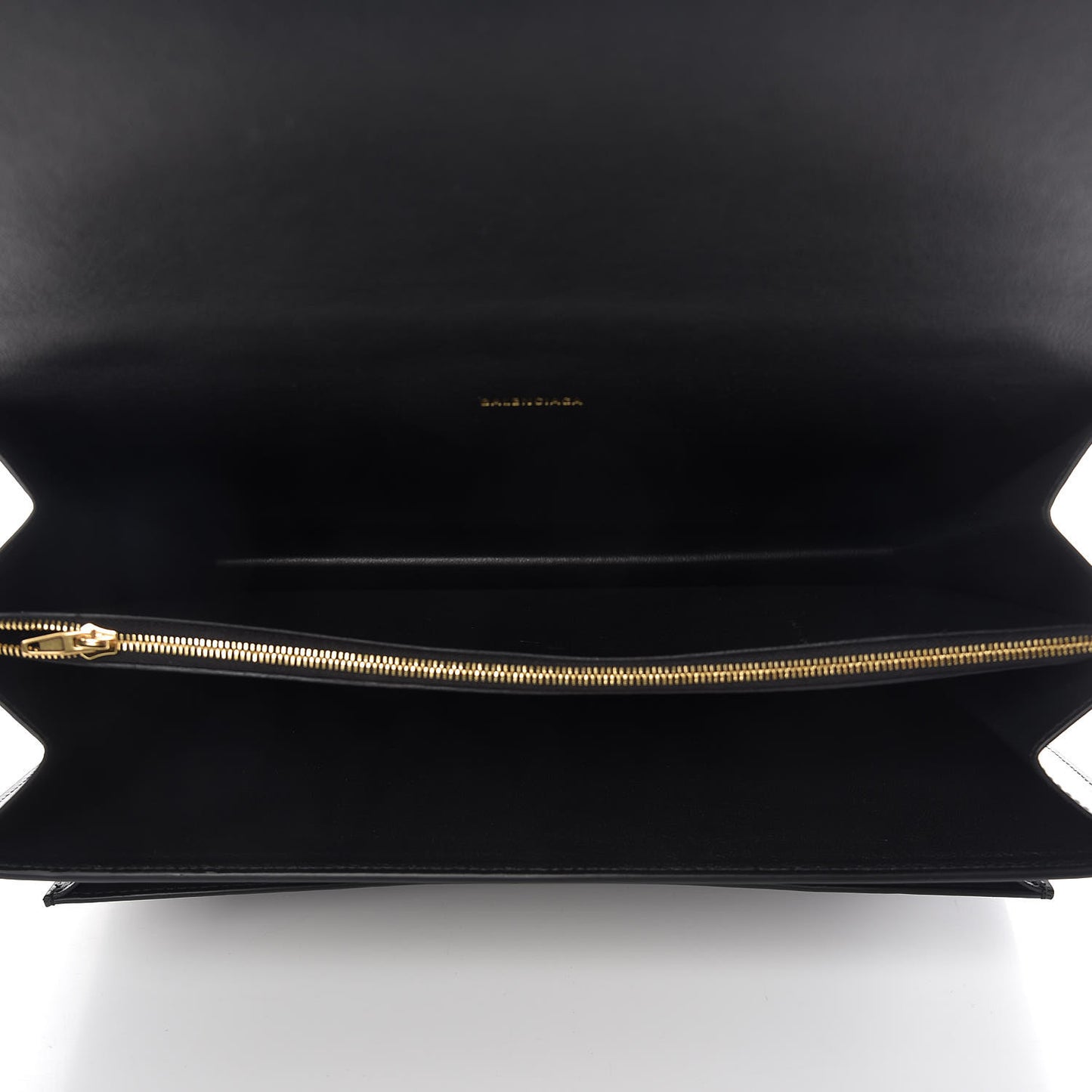 Box Calfskin Large Sharp Top Handle Bag Black