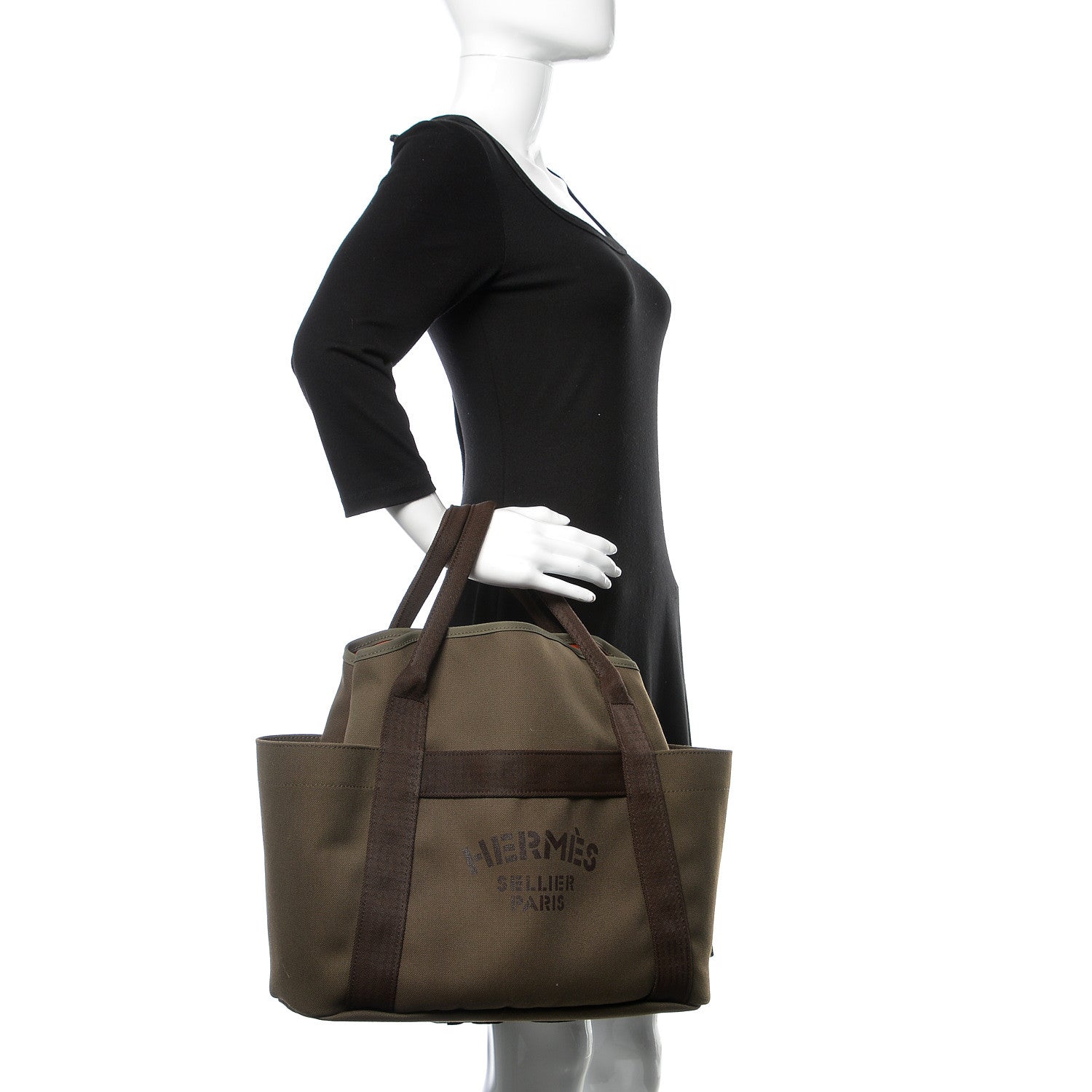 Hermes Toile Sac De Pansage Groom Kaki Feu 3 of 11