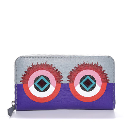 Fendi Vitello Elite Studded Hypnoteyes Zip Around Wallet Polvere Multicolor 1 of 8