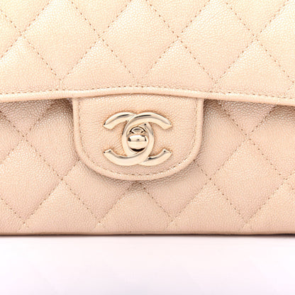 Chanel Iridescent Caviar Quilted Medium Double Flap Beige 10 of 10