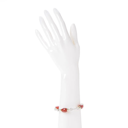 David Yurman Sterling Silver 18K Yellow Gold Carnelian Figaro Bracelet 2 of 5