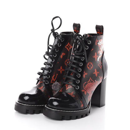Louis Vuitton Patent Calfskin Catogram Star Trail Ankle Boots 36 Black Marron 3 of 6