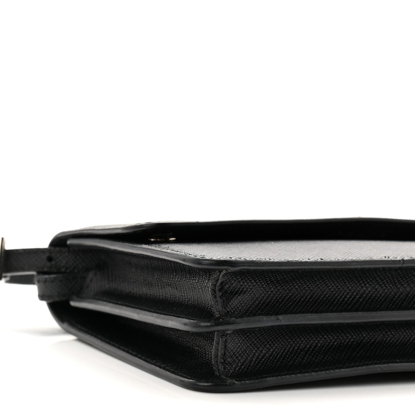Saffiano Metal Flap Wallet With Strap Black