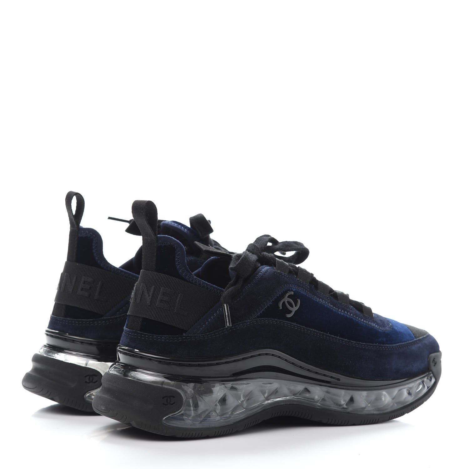 最終値下げ！CHANEL ネイビー スエード ミュール 35C Chanel Suede Calfskin Velvet Grosgrain CC Sneakers 38 Navy Blue