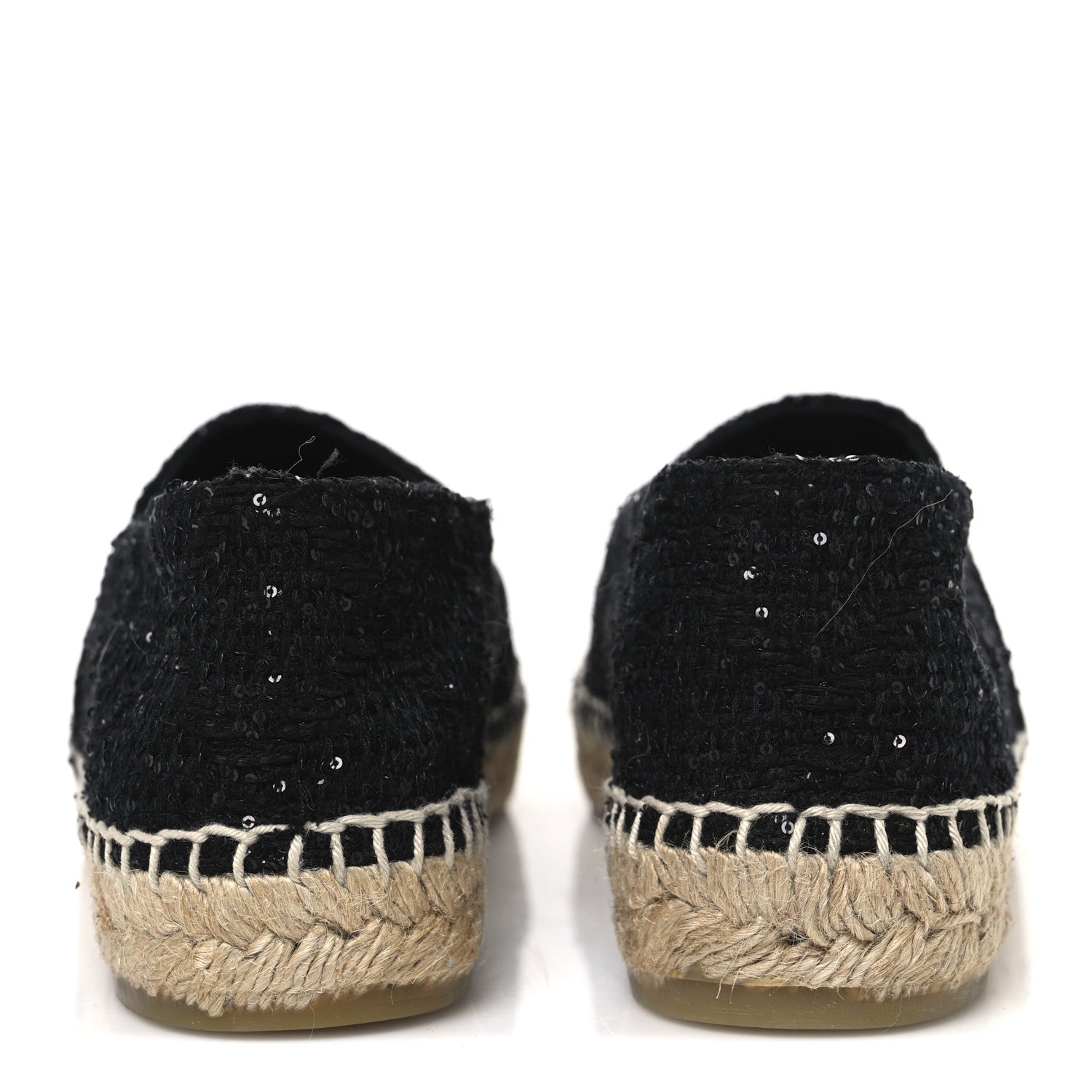 Chanel Tweed Patent Goatskin Sequin CC Espadrilles 41 Black 6 of 12