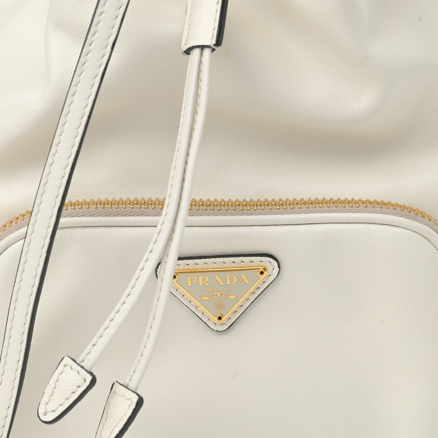 Prada Soft Calfskin Saffiano Mini Bucket Crossbody Bag White 9 of 11