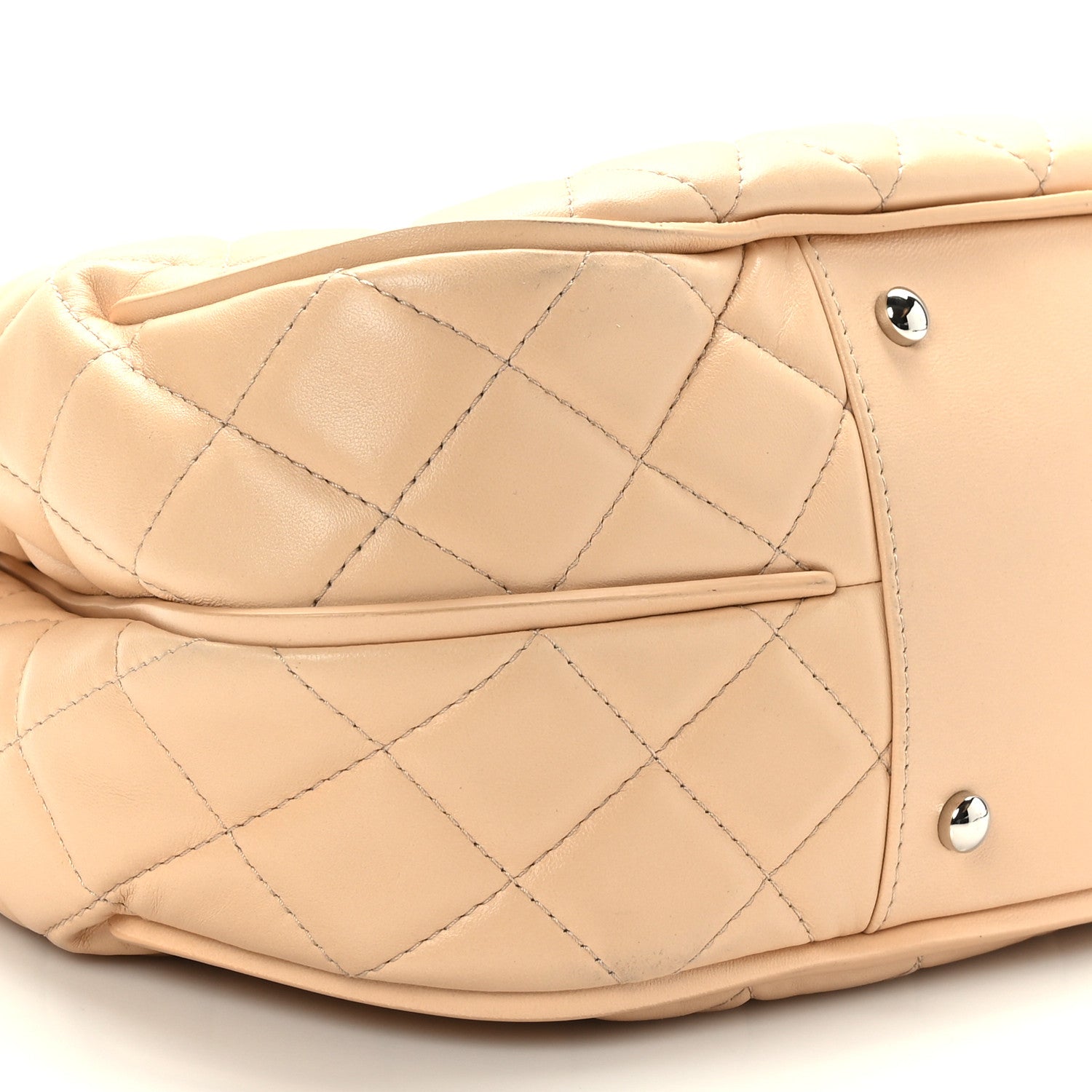 Chanel Lambskin Quilted Small Shopping Tote Beige 8 of 9