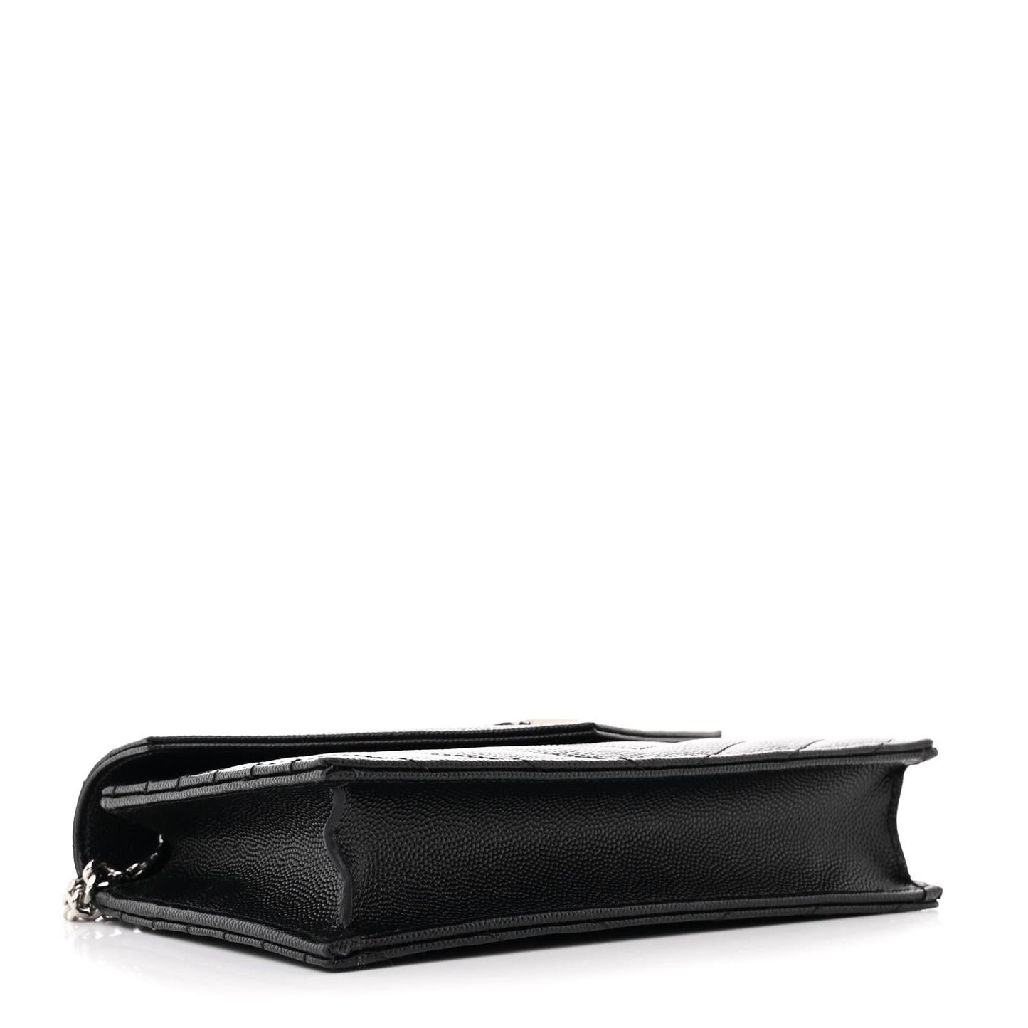 Grain De Poudre Matelasse Chevron Monogram Envelope Chain Wallet Black