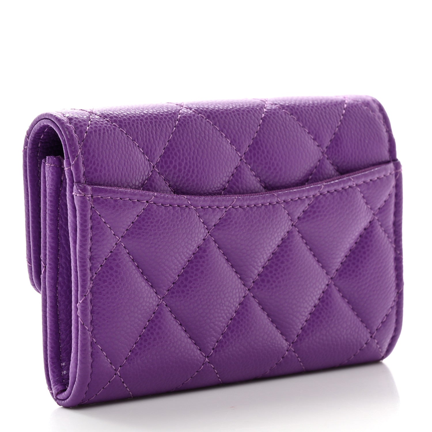Chanel Caviar Quilted Flap Card Holder Wallet Purple 3 of 8