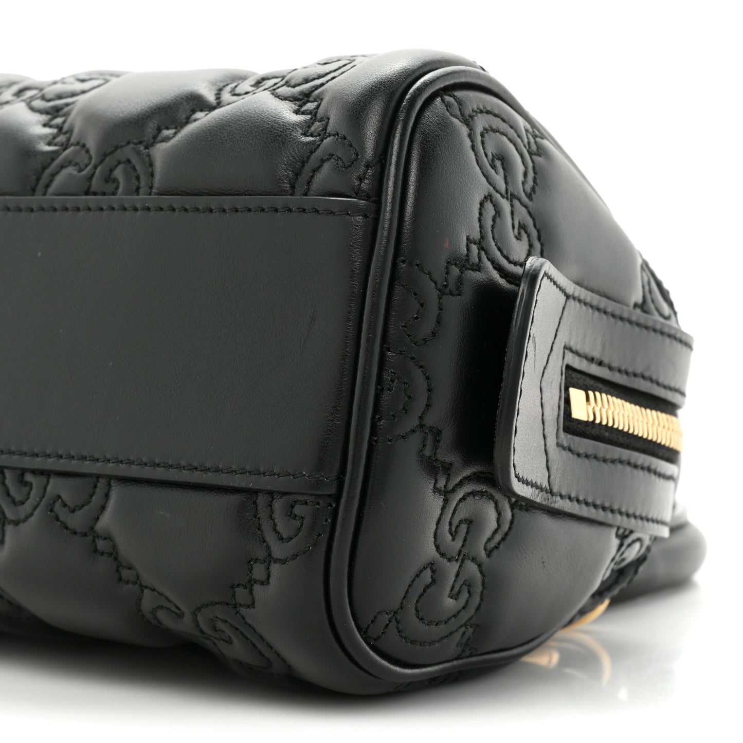 Calfskin GG Matelasse Mini Bowler Bag Black Natural