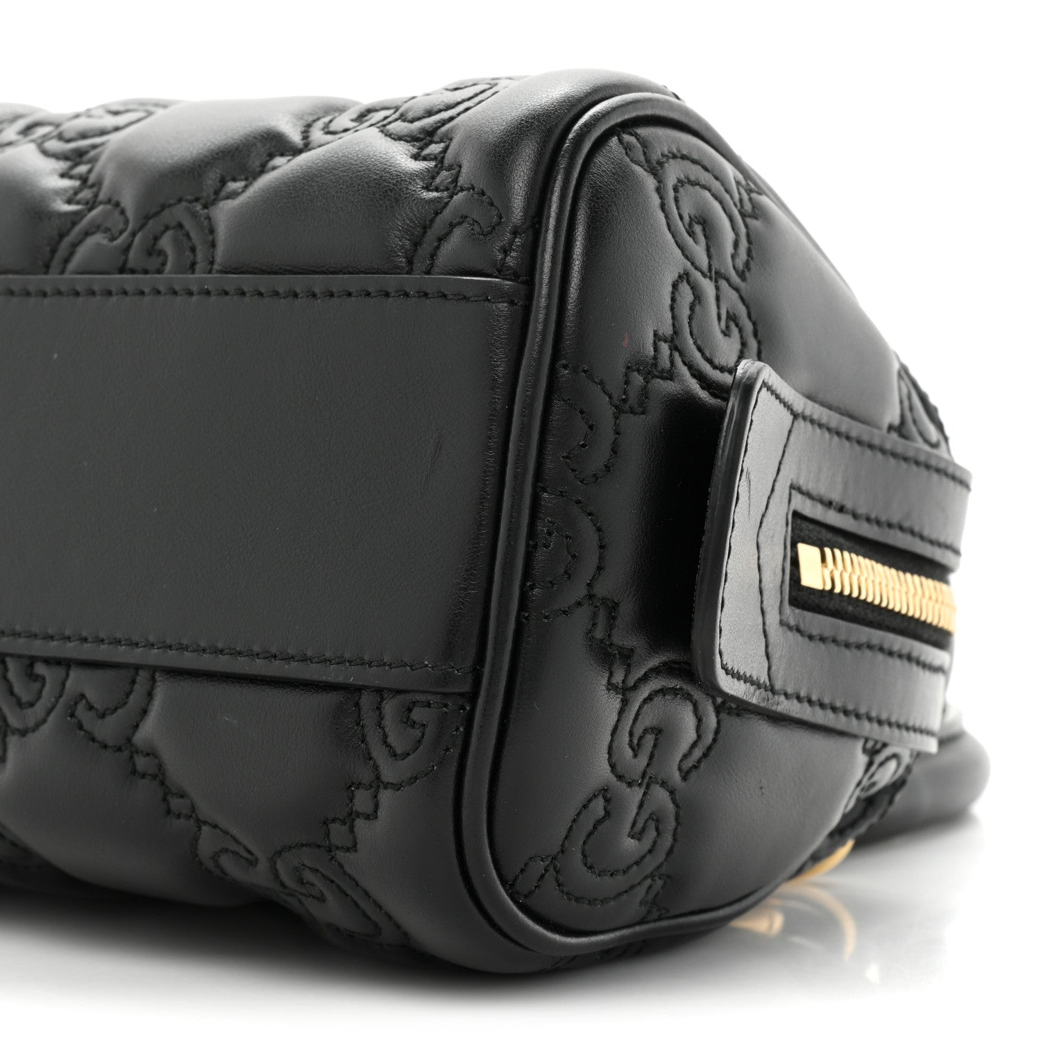 Gucci Calfskin GG Matelasse Mini Bowler Bag Black Natural 8 of 9