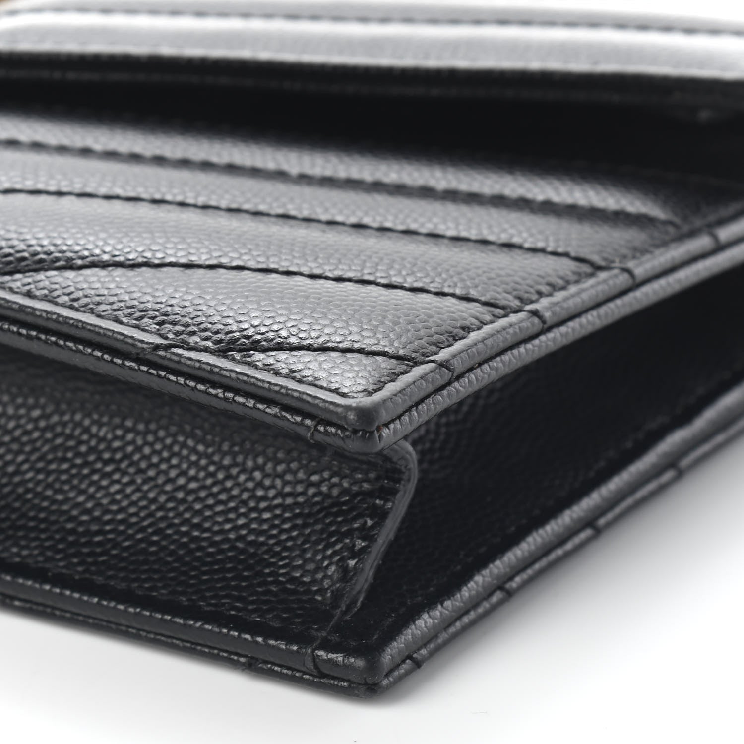 Saint Laurent Grain De Poudre Matelasse Chevron Monogram Envelope Chain Wallet Black 8 of 8