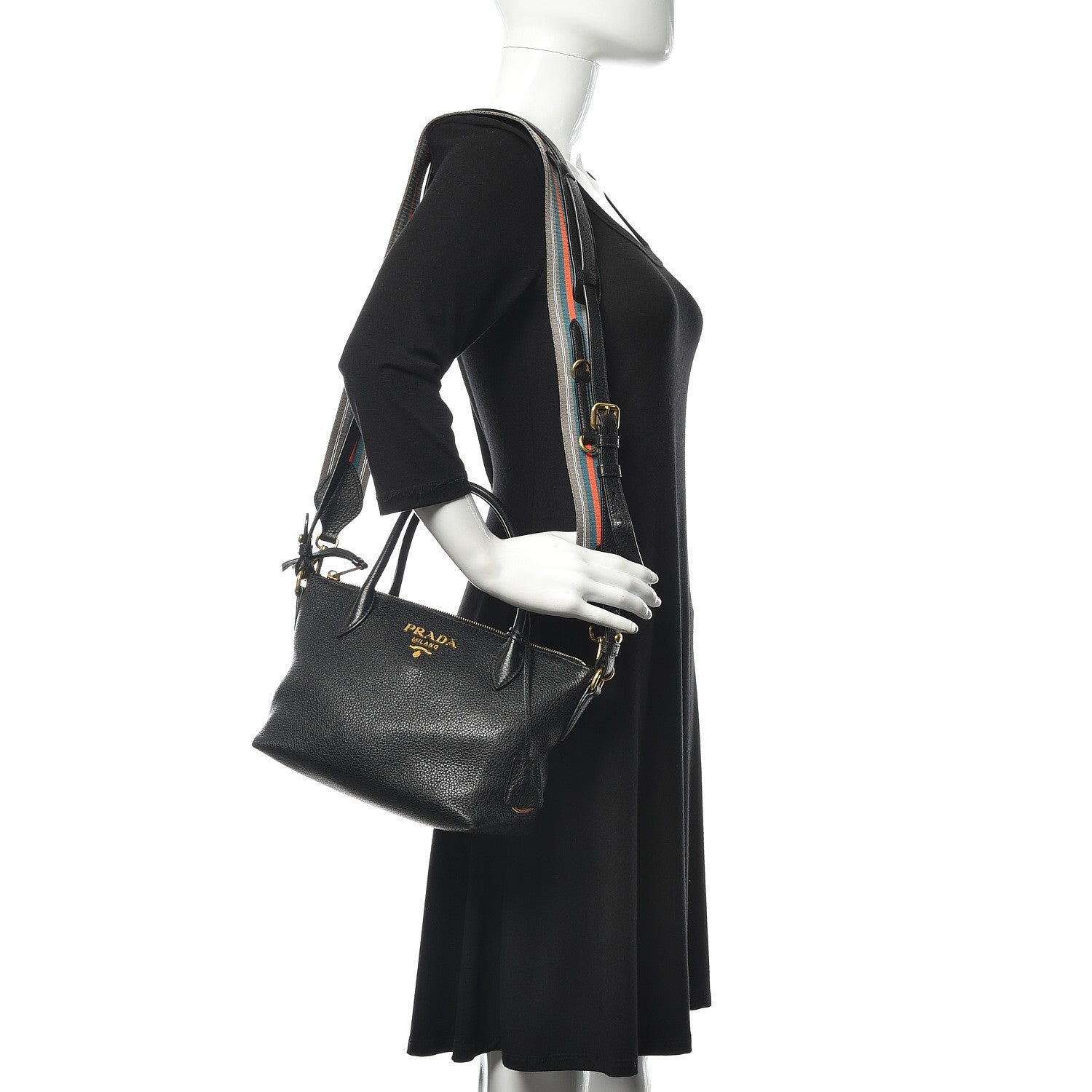 Prada Vitello Daino Tote Black 2 of 14
