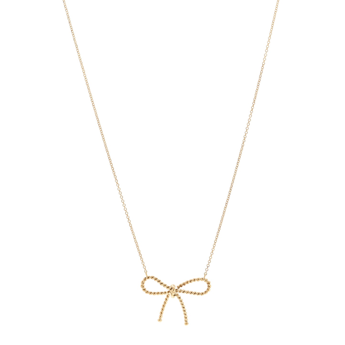 18K Yellow Gold Twist Bow Pendant Necklace