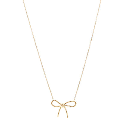 Tiffany 18K Yellow Gold Twist Bow Pendant Necklace 1 of 4