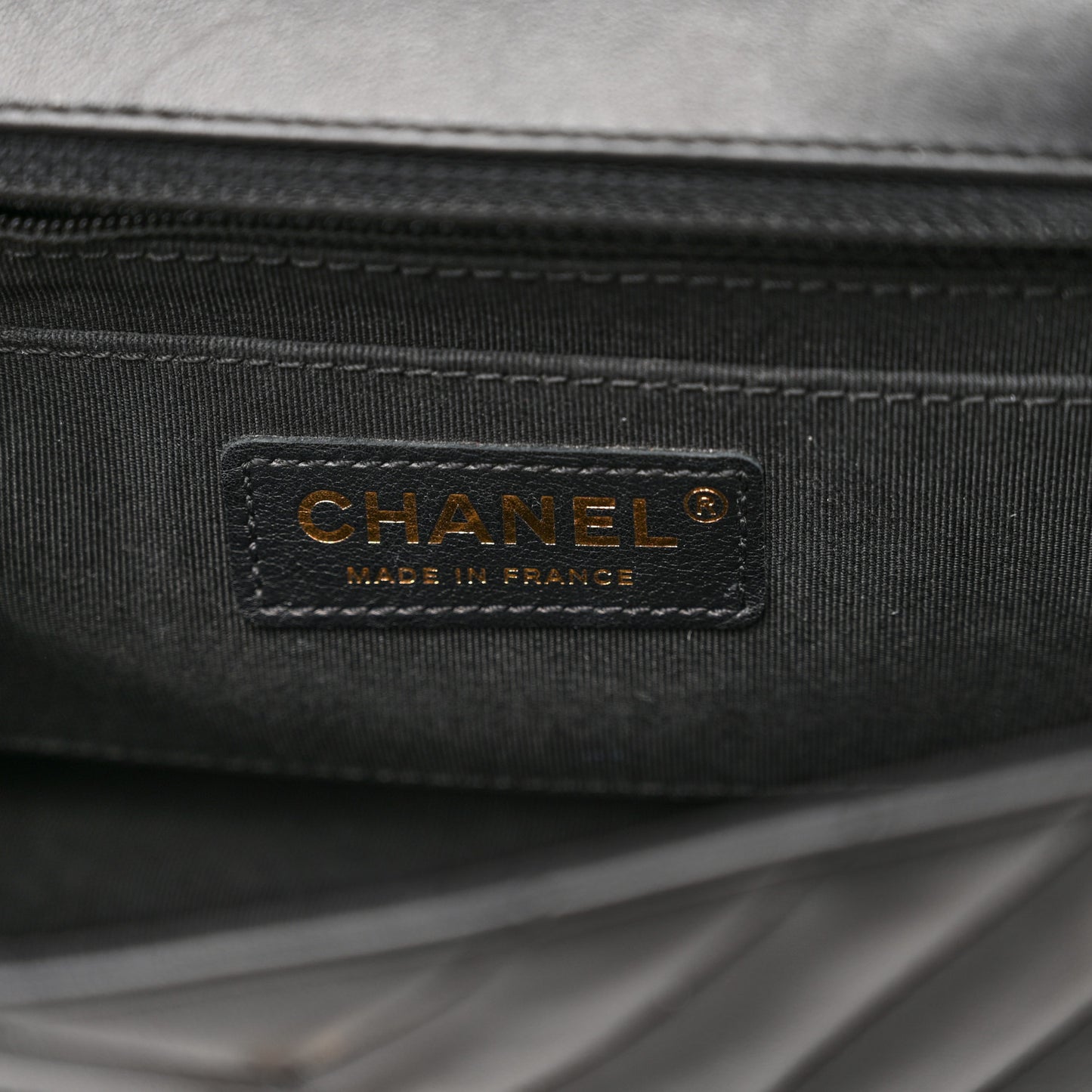 Calfskin Chevron Quilted Small Statement Flap Black