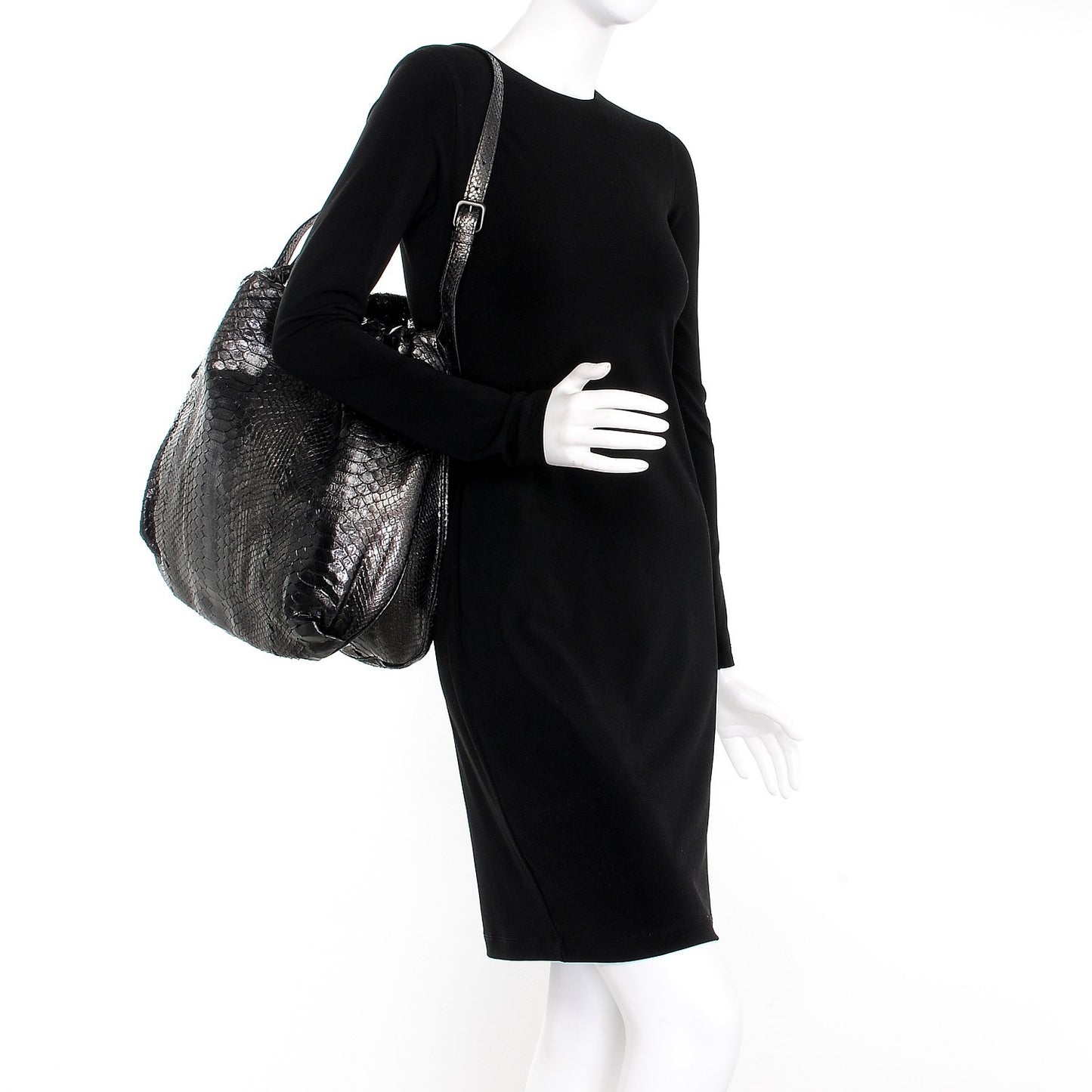 Metallic Python Shoulder Bag Flannel