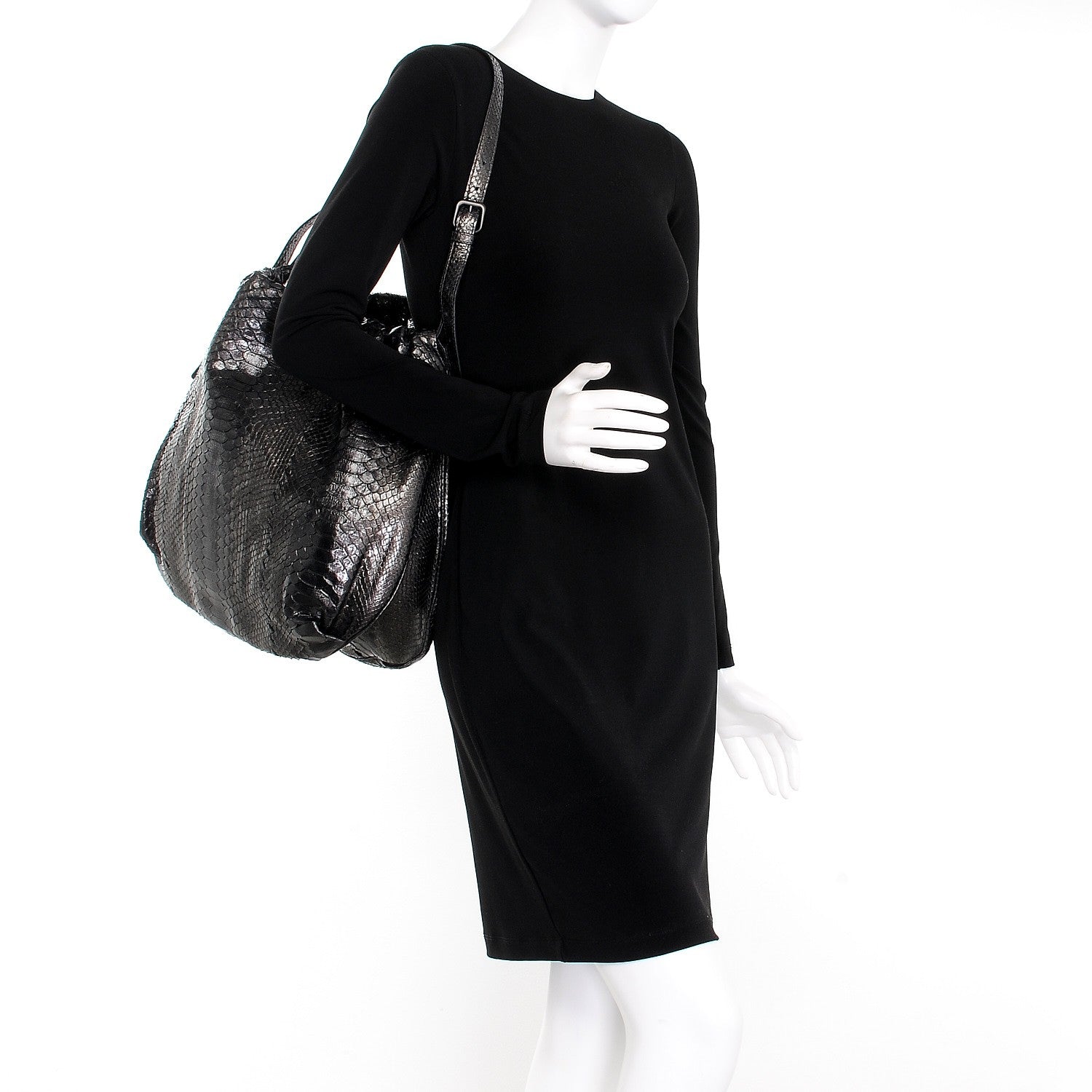 Bottega Veneta Metallic Python Shoulder Bag Flannel 2 of 8