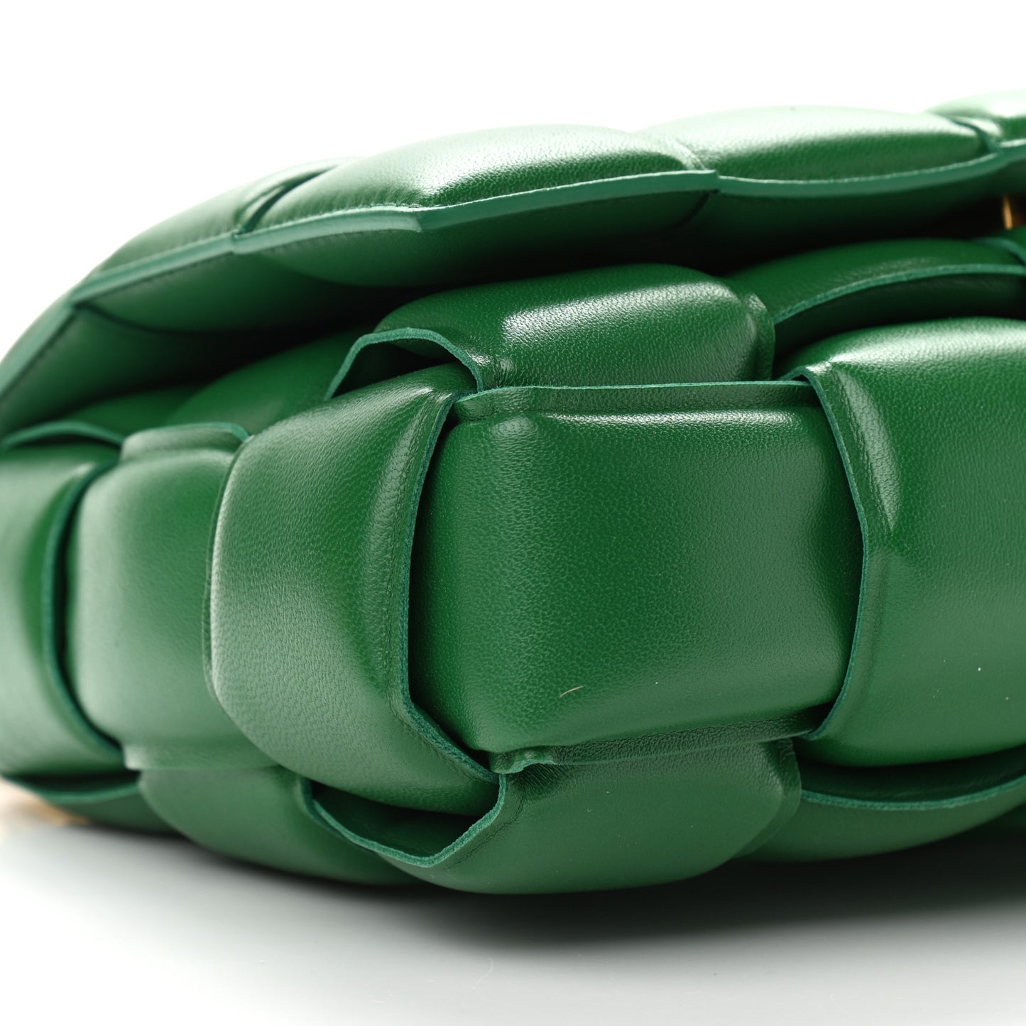 Lambskin Maxi Intreccio Padded Chain Cassette Crossbody Bag Racing Green