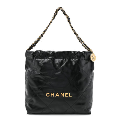 Chanel Shiny Calfskin Quilted Small Chanel 22 Black 1 of 11