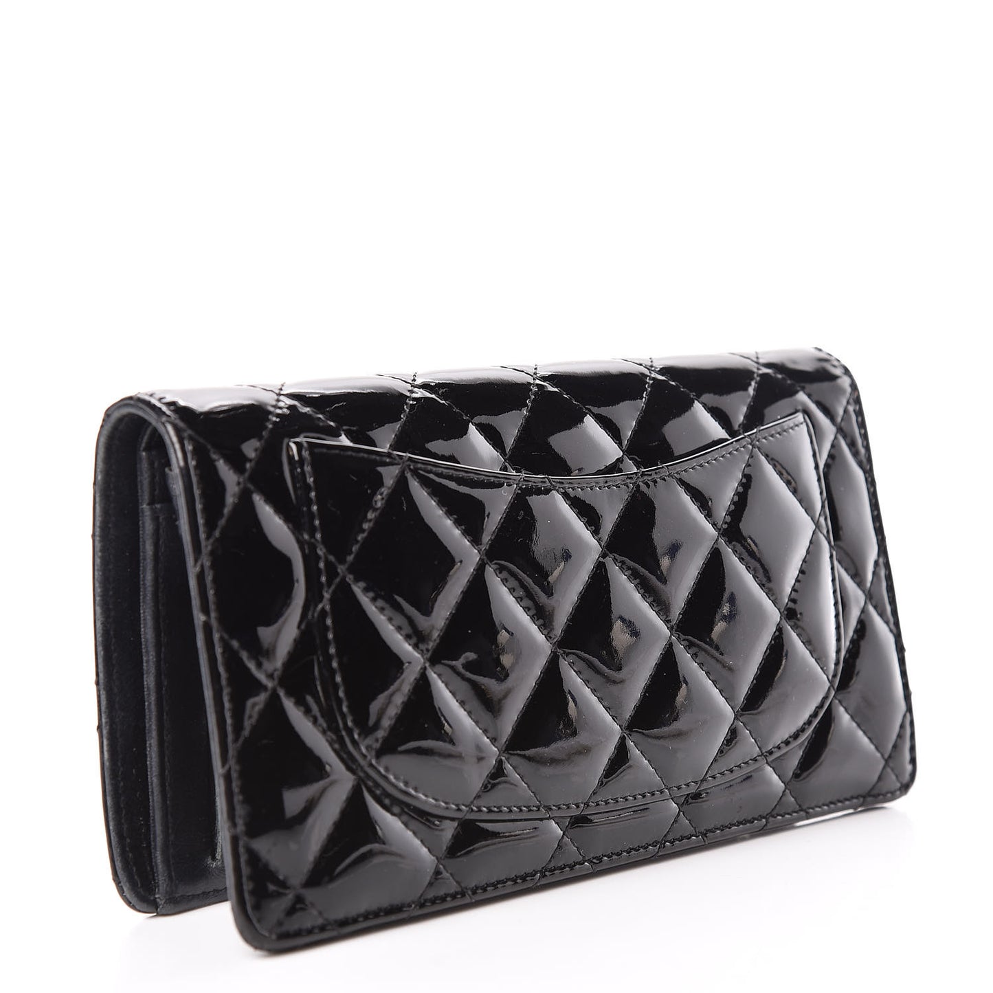 Patent Quilted Yen Wallet Black