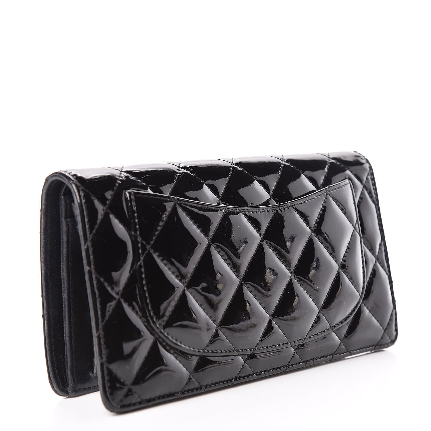 Chanel Patent Quilted Yen Wallet Black 3 of 16