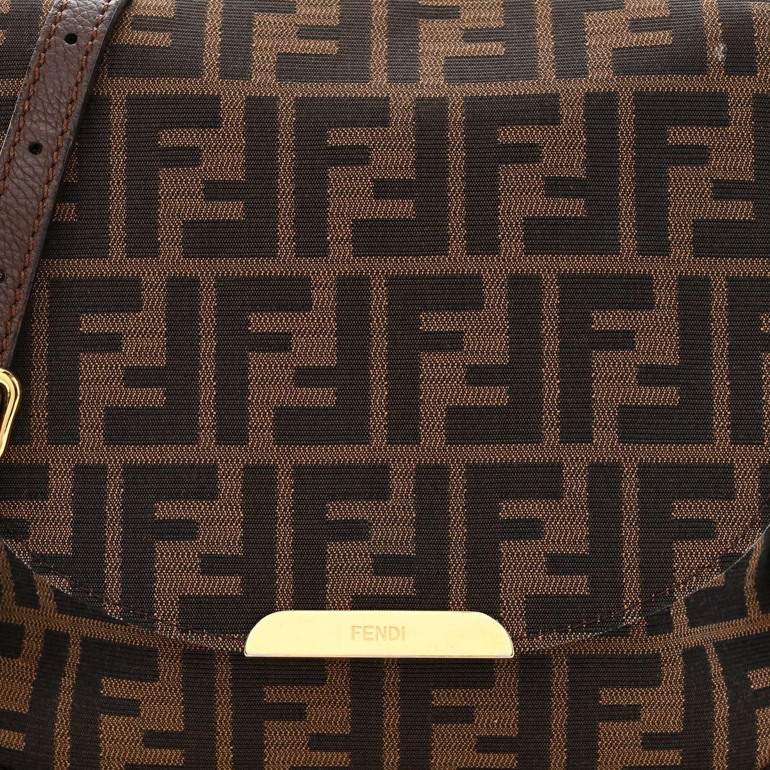 Fendi Zucca Vitello Artic Small Messenger Bag Tobacco Castagna 8 of 14